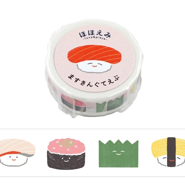 【ワールドクラフト】ほほえみマスキングテープ　15mm 　おすし