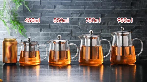 厚手耐熱ガラスティーポット 茶こし付き茶漉し分離タイプ 家庭用おしゃれ茶器
