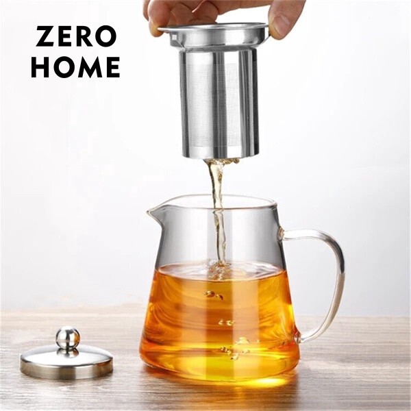 厚手耐熱ガラスティーポット 茶こし付き茶漉し分離タイプ 家庭用おしゃれ茶器