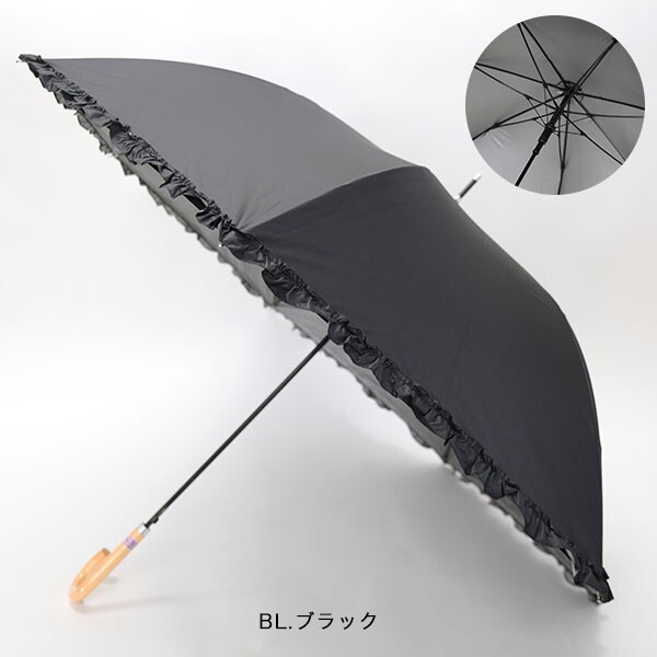 撥水 ジャンプ式フリル晴雨兼用傘 umbrella 雨傘 レイン レディース 女性用 バスルーム