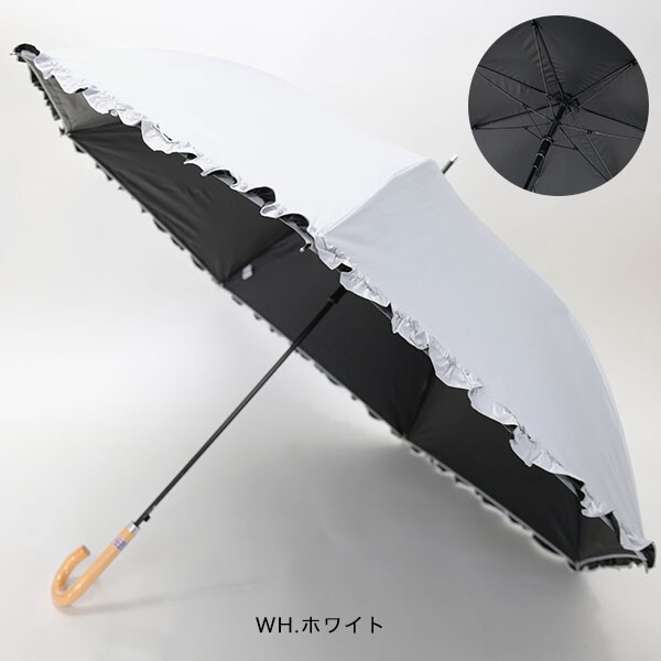 撥水 ジャンプ式フリル晴雨兼用傘 umbrella 雨傘 レイン レディース 女性用 バスルーム