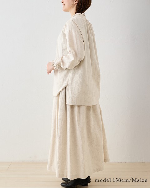 【定番品】日本製 コットンリネン 綿麻 ロングスカート ゆったり ウエストゴム