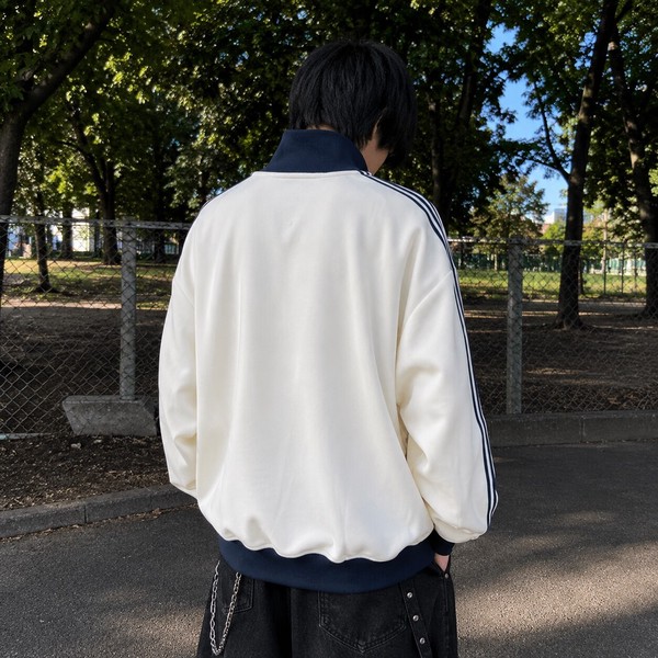 【芸能人着用】蜂刺繍 リブ配色 トラックジャケット ジャージ サイドライントラッカー 全7色