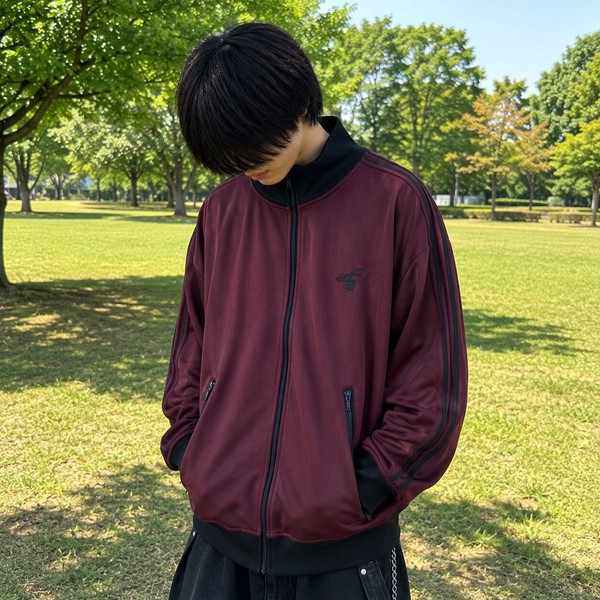 【芸能人着用】蜂刺繍 リブ配色 トラックジャケット ジャージ サイドライントラッカー 全7色