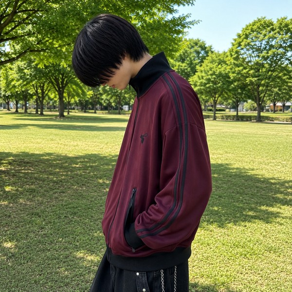 【芸能人着用】蜂刺繍 リブ配色 トラックジャケット ジャージ サイドライントラッカー 全7色