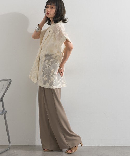 シアー 花柄刺繍 テーラード ジャケット 半袖【2026春夏新作】