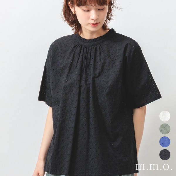 【2026SS新作】総柄刺繍で華やぐ◎衿フリルギャザーブラウス