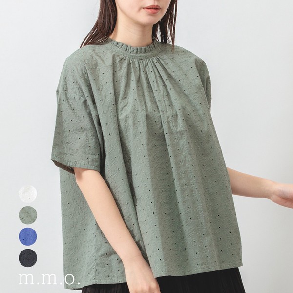 【2026SS新作】総柄刺繍で華やぐ◎衿フリルギャザーブラウス