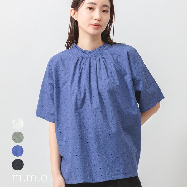 【2026SS新作】総柄刺繍で華やぐ◎衿フリルギャザーブラウス