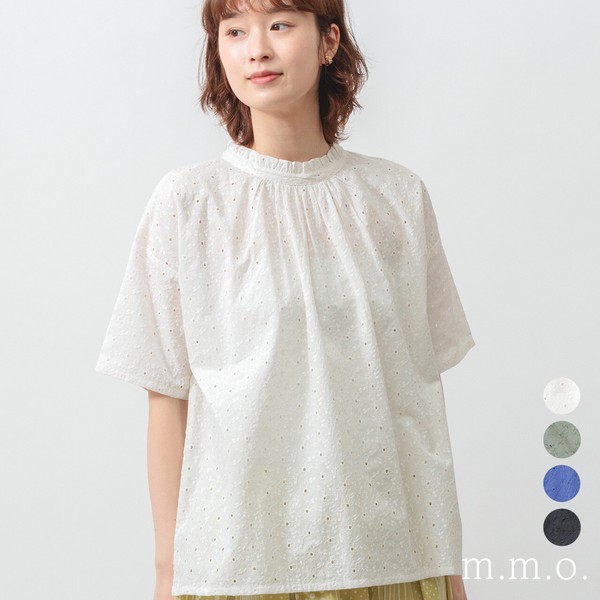 【2026SS新作】総柄刺繍で華やぐ◎衿フリルギャザーブラウス