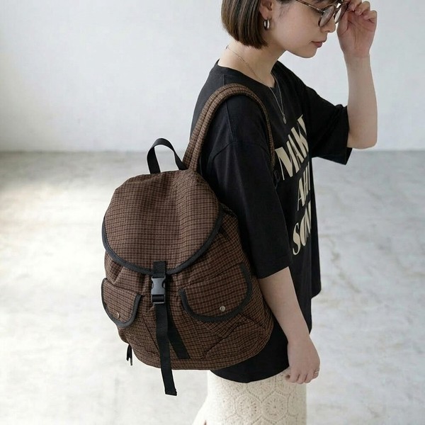 即納【2026新作】撥水チェックリュック　バッグ　鞄　春　夏　秋　冬　A4　柄　大容量　BAG