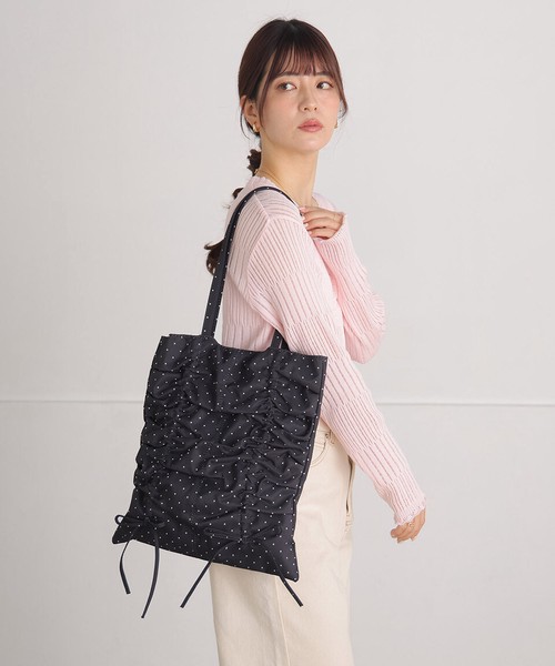 トートバッグ レディス 水玉 ドット リボン A4 500mlペットボトル可 軽量 かわいい おしゃれ