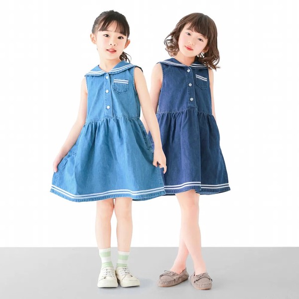 人気再生産♬　ライトオンス　コットン　デニムワンピース / C6350 / 90cm-160cm