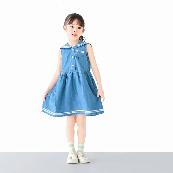 人気再生産♬　ライトオンス　コットン　デニムワンピース / C6350 / 90cm-160cm