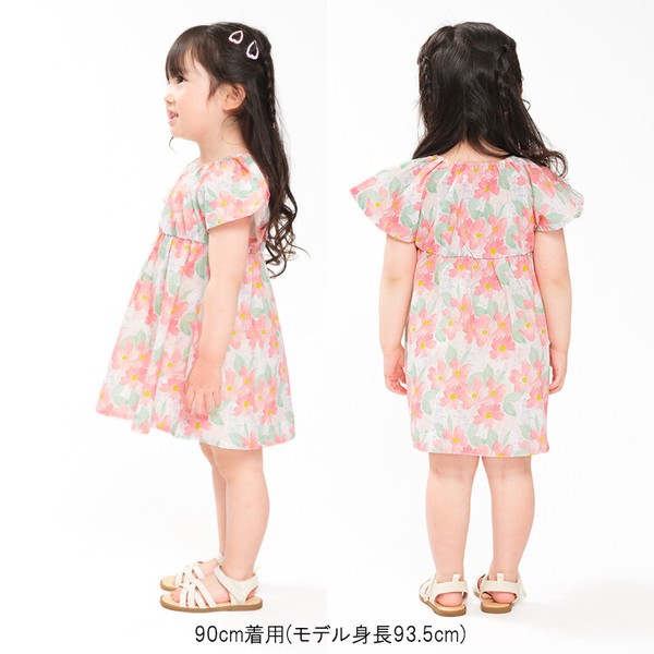 花柄ワンピース N46379 本体綿100% 夏らしい かぶり 着脱簡単