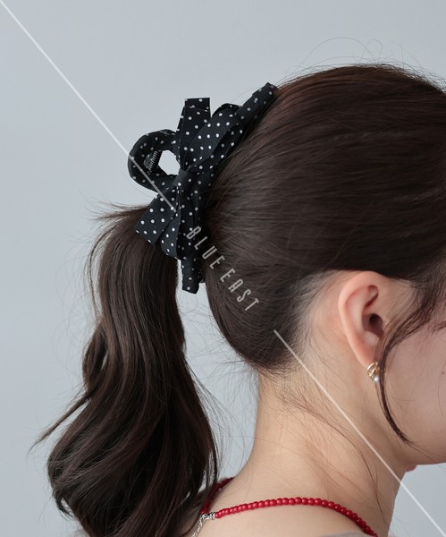2026新作【ドットリボンバンスクリップ】ヘアクリップ　ヘアアクセサリー　リボン ドット