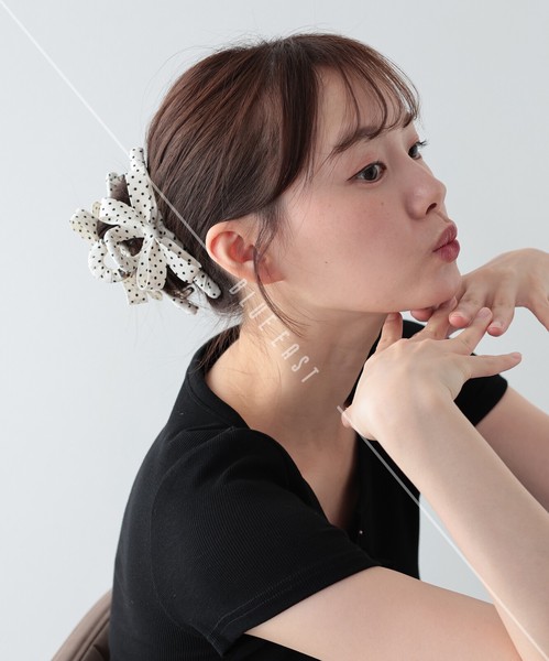 2026新作【ドットリボンバンスクリップ】ヘアクリップ　ヘアアクセサリー　リボン ドット