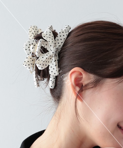 2026新作【ドットリボンバンスクリップ】ヘアクリップ　ヘアアクセサリー　リボン ドット