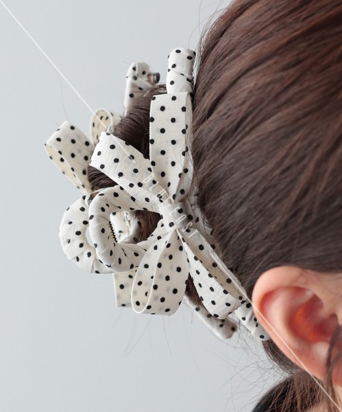 2026新作【ドットリボンバンスクリップ】ヘアクリップ　ヘアアクセサリー　リボン ドット