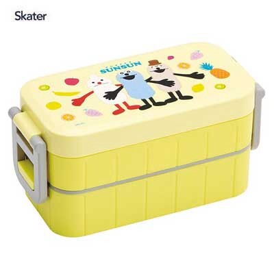保冷剤付き ランチボックス 2段 600ml 箸付き パペットスンスン スケーター YZW3IC　お弁当箱