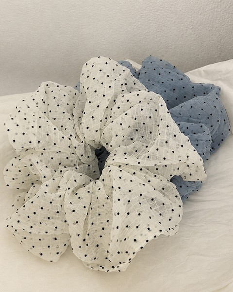 【2color】ふんわりドットシアーシュシュ ビッグシュシュ