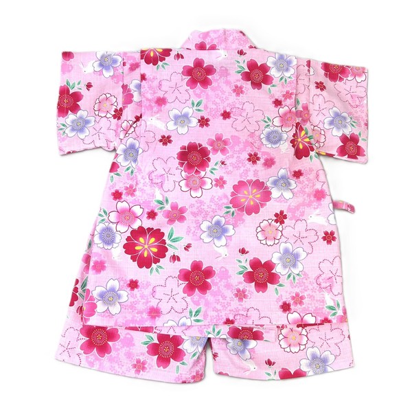 日本製つむぎクロスさくらうさぎ柄甚平スーツ(100cm〜160cm）