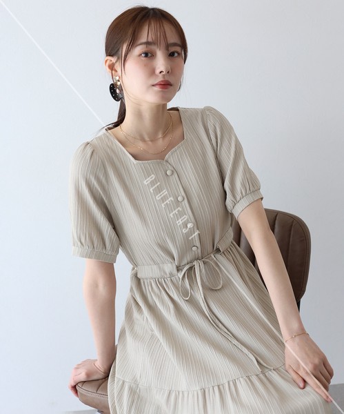 【新色追加】【再入荷】《ハートネックティアード半袖ワンピース》半袖　ロング丈 　ワンピース