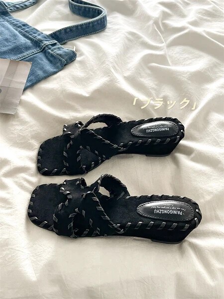 【定番商品】通勤する フレンチ趣編み込みスリッポン太底ルーム兼用夏新作ワンピース相性抜群