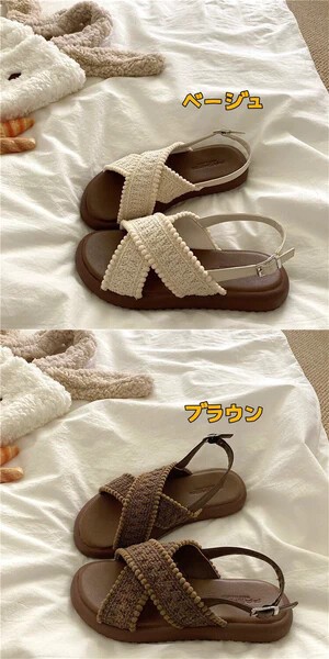 ◆◆大人気◆◆早い者勝ち ボヘミアンキャンバスビーチサンダル 2.5cm ヒール 2色リゾート日常兼用夏靴