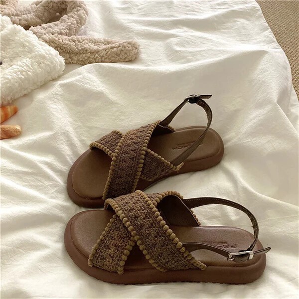 ◆◆大人気◆◆早い者勝ち ボヘミアンキャンバスビーチサンダル 2.5cm ヒール 2色リゾート日常兼用夏靴