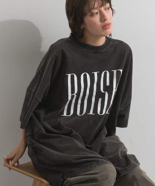 天竺編み パウダー BOISE プリント チュニック Tシャツ【2026春夏新作】