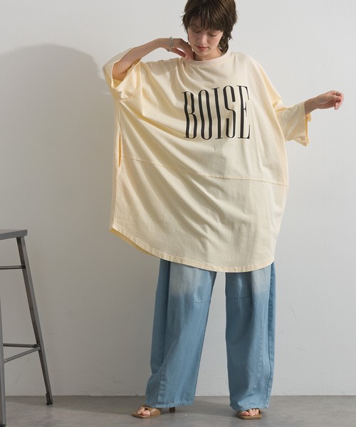 天竺編み パウダー BOISE プリント チュニック Tシャツ【2026春夏新作】