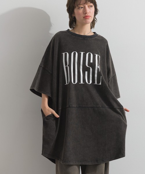 天竺編み パウダー BOISE プリント チュニック Tシャツ【2026春夏新作】