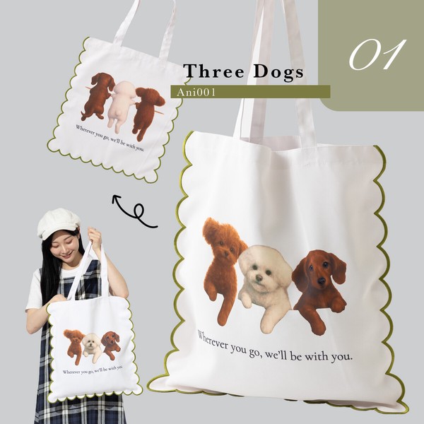 初回限定割引中 Jubilee スカラップデザイン トートバッグ 犬猫デザイン
