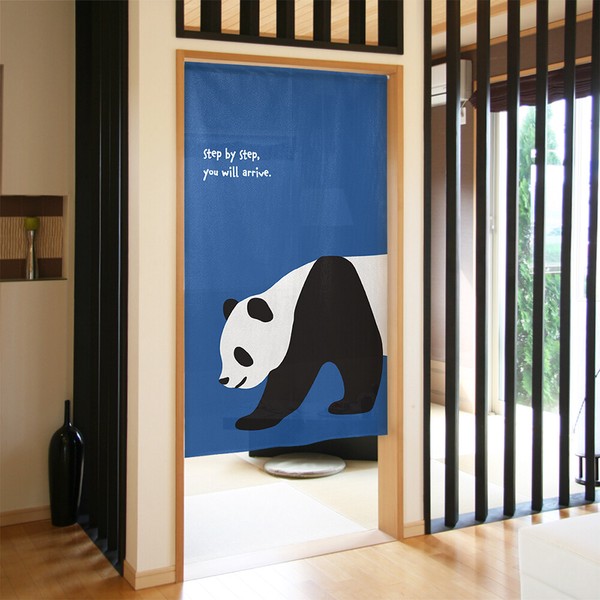 【受注生産】のれん　パンダ step by step　85×150cm【日本製】