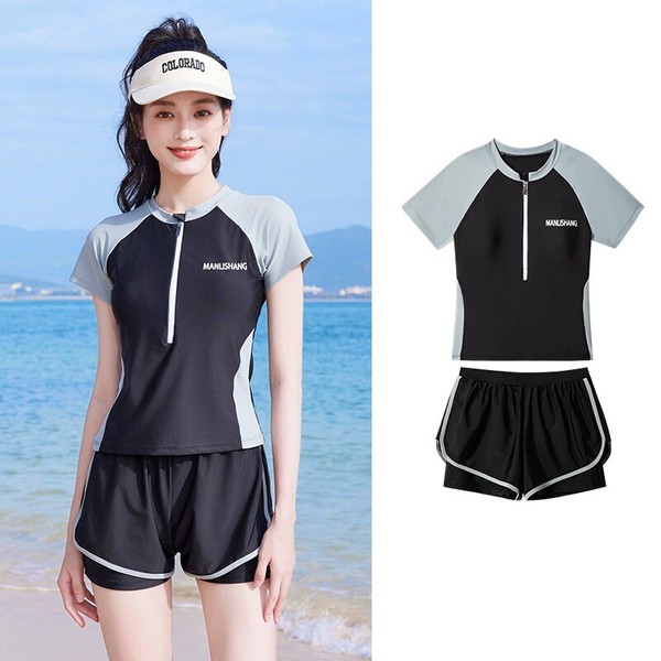 韓国スタイル 4サイズ 水着 シャツ パンツ 2点セット 夏 海 プール リゾート レディース