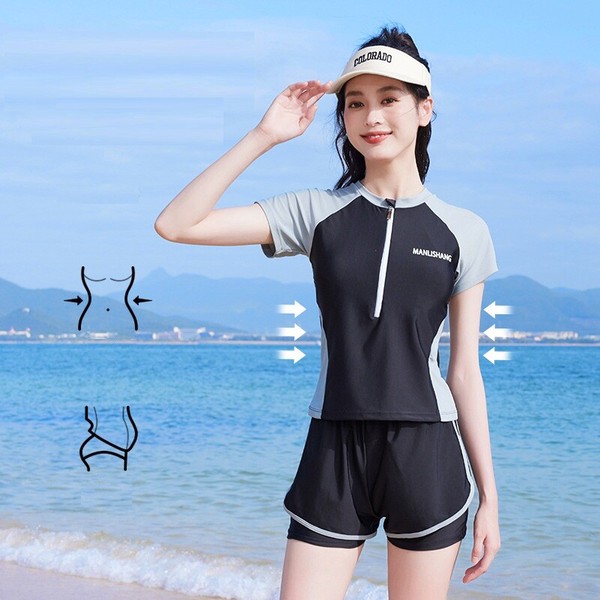 韓国スタイル 4サイズ 水着 シャツ パンツ 2点セット 夏 海 プール リゾート レディース
