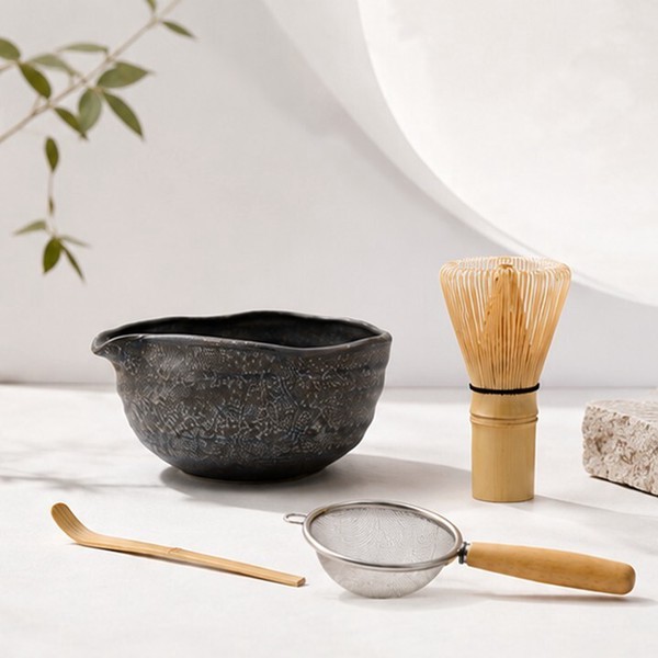 日本製 美濃焼【抹茶セット】抹茶道具 抹茶碗　片口湾シリーズ＜4種＞4点セット　＊インバウンド＊