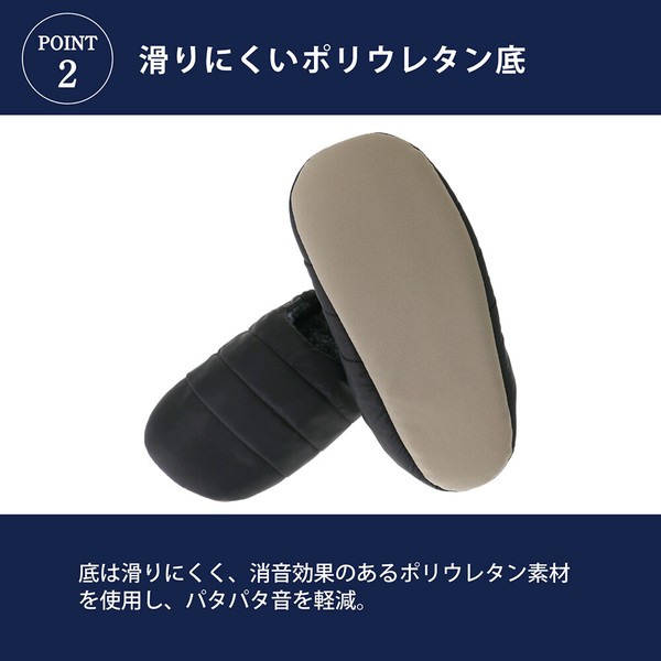 ダウン調ルームシューズ チャールス キルティング ボア チェック アウトドア 秋冬