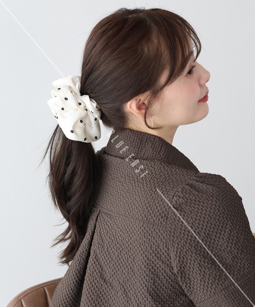 2026新作【フラワードットシュシュ】ヘアアクセサリー　シュシュ　ドット