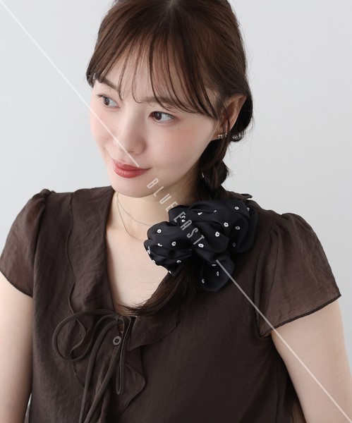 2026新作【フラワードットシュシュ】ヘアアクセサリー　シュシュ　ドット