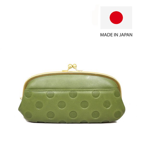 【ロングセラー 日本製】本革 財布 長財布 レディース がま口 スリム 薄マチ ズッケロ 水玉 サライ 55214