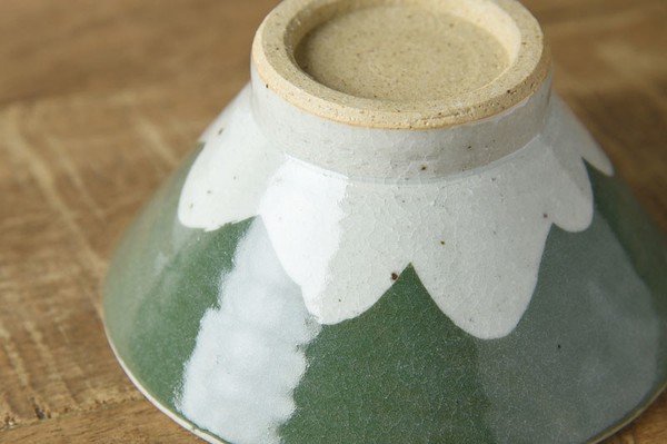 手しごと 13cm富士山型茶碗 みどり 富士山[H161][日本製/美濃焼/和食器]