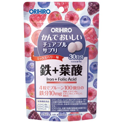 かんでおいしいチュアブルサプリ　鉄＋葉酸　120粒