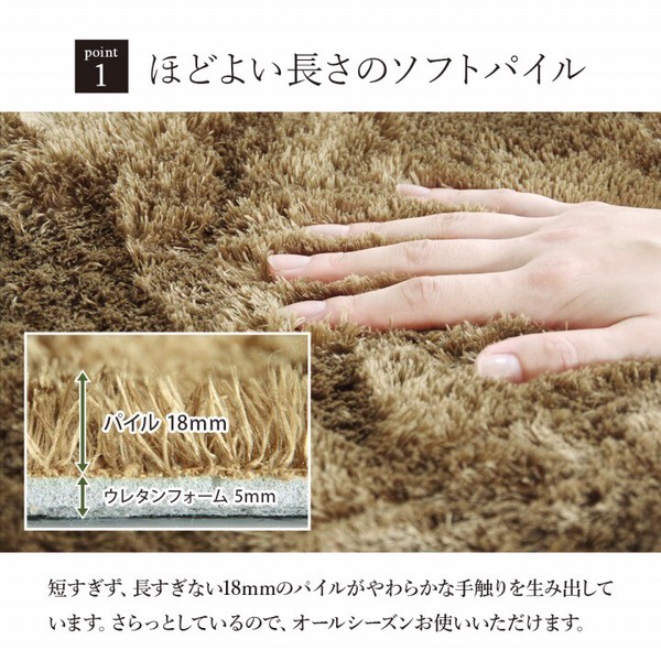 【新生活】ラグ カーペット 無地 シャギー調 『ラルジュ』 ホットカーペット対応