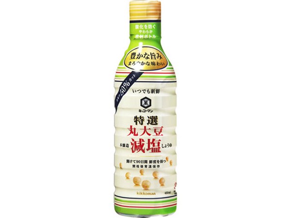 キッコーマン 新鮮特選丸大豆減塩しょうゆ 450ml x12 【醤油】