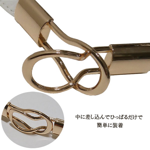 ゴールド クロス バックル 細 ゴム ベルト