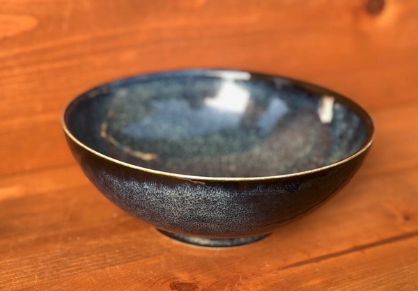 窯変紺　麺鉢　21cm