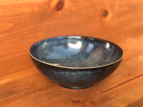 窯変紺　麺鉢　21cm