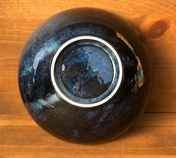 窯変紺　麺鉢　21cm